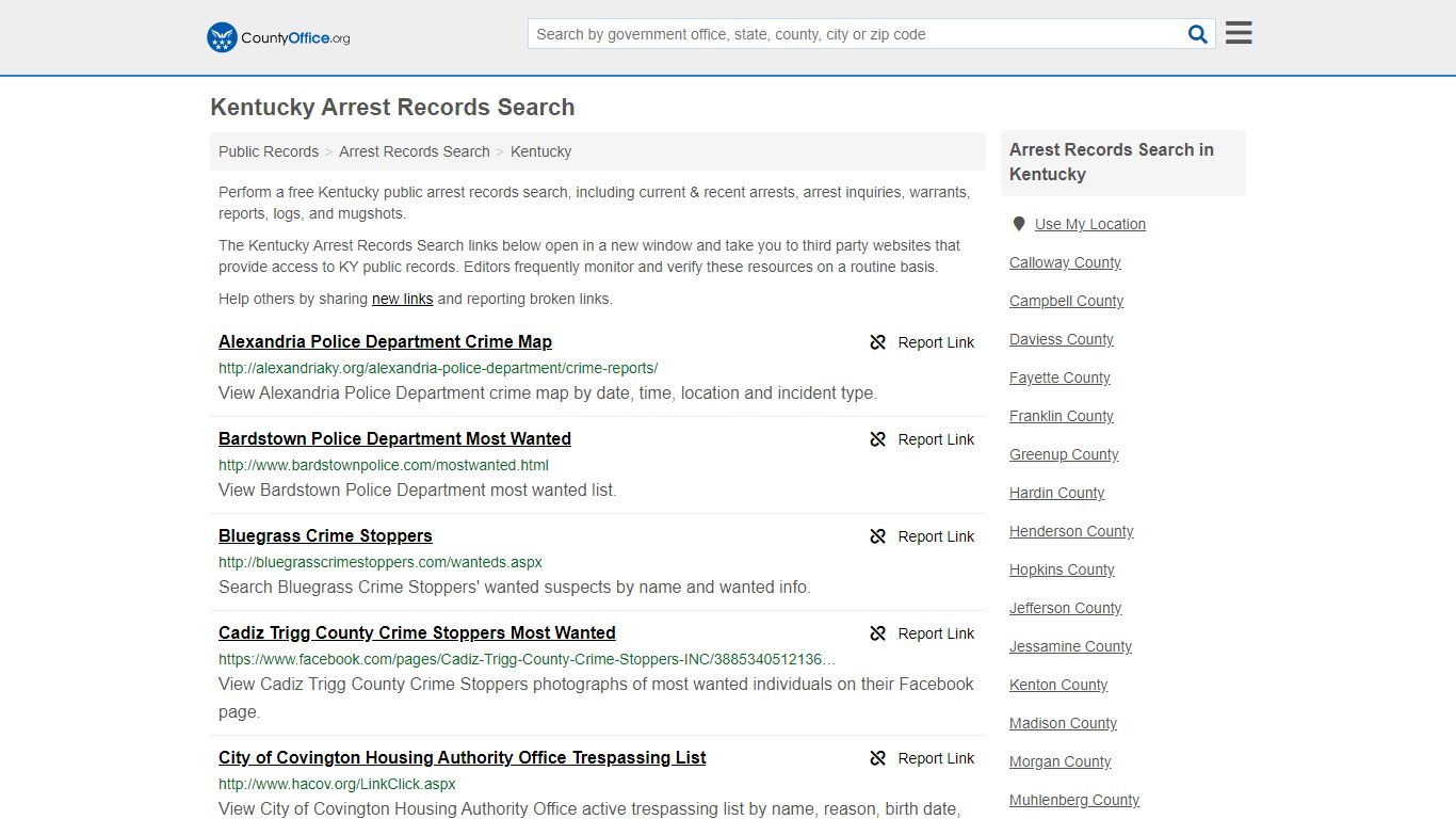Arrest Records Search - Kentucky (Arrests & Mugshots)